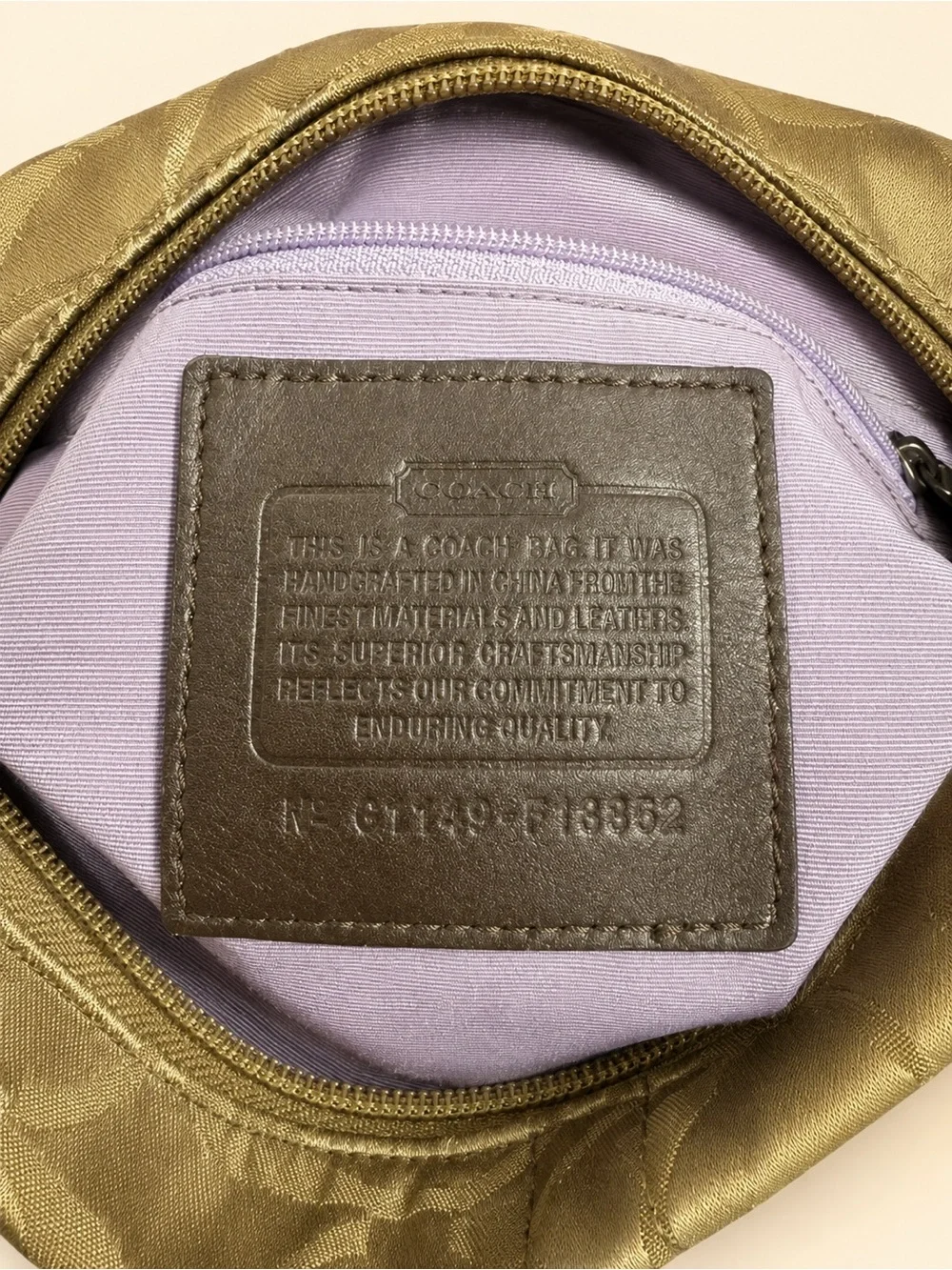 Coach F18862 Signature Sateen Chain Duffle Crossbody Bag Brown Khaki